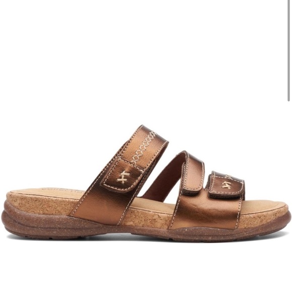 Clarks Tan Roseville Bay Flat Sandal Size Metallic brown - Picture 2 of 5